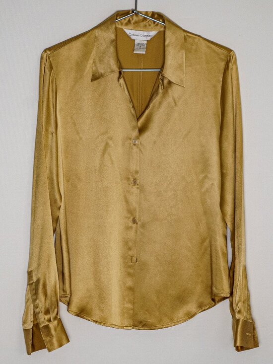 Casual Corner Tops - Casual Corner Women's Gold and Tan Blouse